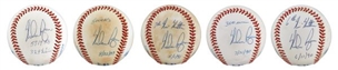 Nolan Ryan Career Milestones Collection of 5 Signed Baseballs